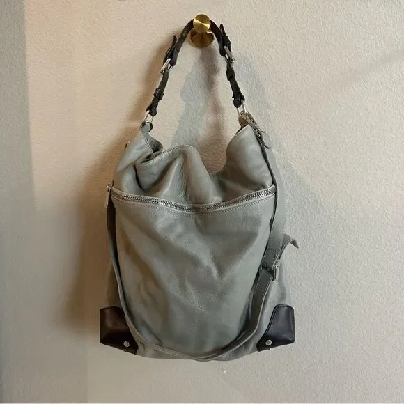 & OTHER STORIES | Grain Leather Hobo black gray leather bag - Picture 6 of 12